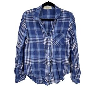 Cloth & Stone Plaid Button Down Shirt Relaxed‎ Fit Blue White Size S Soft
